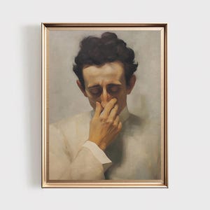 Funny Bathroom Wall Art, Classical Nose Holding Portrait, Vintage Digital Print for Guest Bathroom or Washroom Decor, Toilet Humor, PRINT110