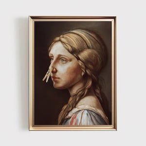 Funny Vintage Art for Downstairs Toilet – Holding Nose Classical Portrait – Digital Bathroom Print for Washroom or Guest Bathroom, PRINT109