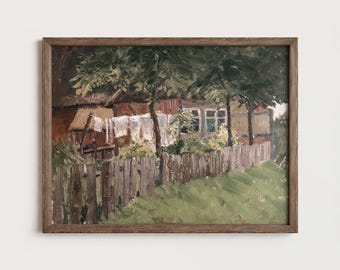 Rustic Clothesline Print Country Laundry Garden Cottage Fence Digital Download PTS182
