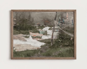Cottage Garden Laundry Room Art Gallery Wall Art Clothesline Wash Day Decor PTS172
