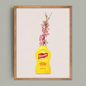 Mustard Bottle Art Print, Mustard Plant Botanical Wall Art, Vintage Style Kitchen Decor, Digital Download Pantry or Dining Room, PRINT102