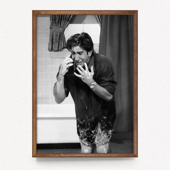 Funny Bathroom Wall Art Friends TV Show Comedy Print for Restroom Decor, Ross Geller Humorous Black White Wall Art Men Toilet Room PRINT134