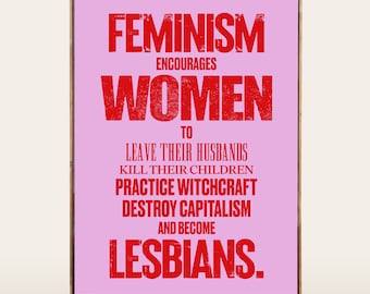 Le féminisme encourage les femmes Impression d'art rétro, égalité des lesbiennes (téléchargement numérique)
