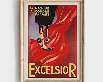 Excelsior Nähmaschine Poster Vintage Werbung Wandkunst Digitaler Download PRINT124
