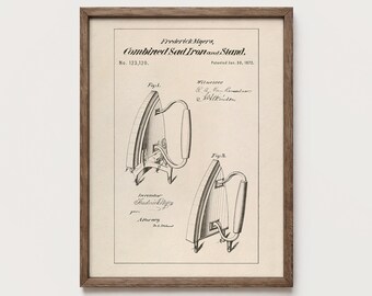 Antique Iron Patent Cottagecore Laundry Room Printable Wall Art PTS184