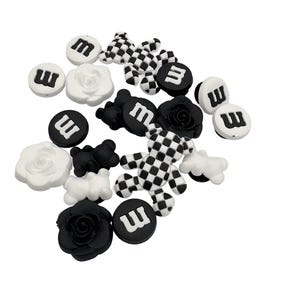 Black and White M and M Inspired Croc/ Shoe Charms/ Jibbitz Set