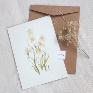 Painting of an Iris Flower Botanical Art Print ・Print Wall Art Neutral・Home Decor with Pastel tones・Neutral Farmhouse Print