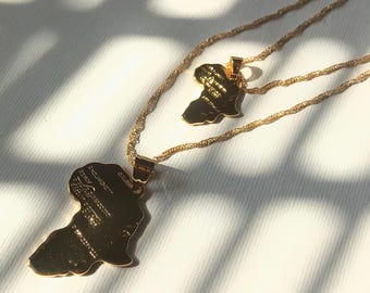 cultural melininland necklace for women Africa map gold 18k gold plated