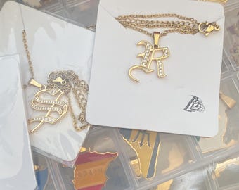 crstal inital necklace