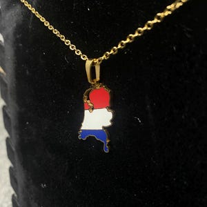 Netherlands Map Necklace – 18K Gold Plated Pendant with Flag or Plain Gold Design (45cm Chain) holland