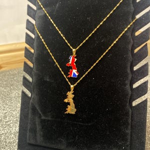 Union Jack Necklace | UK Flag Map Pendant | British Pride Jewelry | Red White Blue Necklace | UK Enamel Charm | Gift for British Friends