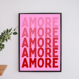 Póster Amore Rose Love Girly Woman Diseño maximalista de moda, arte de pared, dormitorio de niña, día de San Valentín