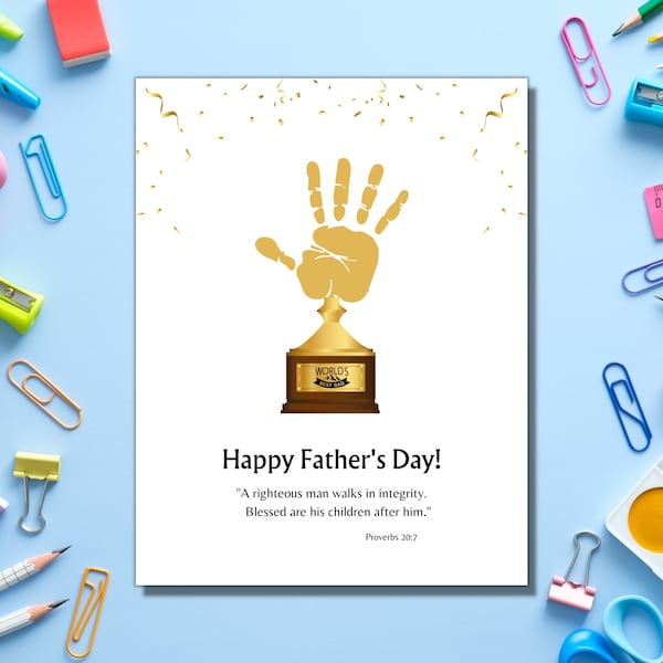 Faith-Based Father's Day Handprint Keepsake, Printable Handprint Craft, Christian, Father's Day Gift, Crafts for Kids