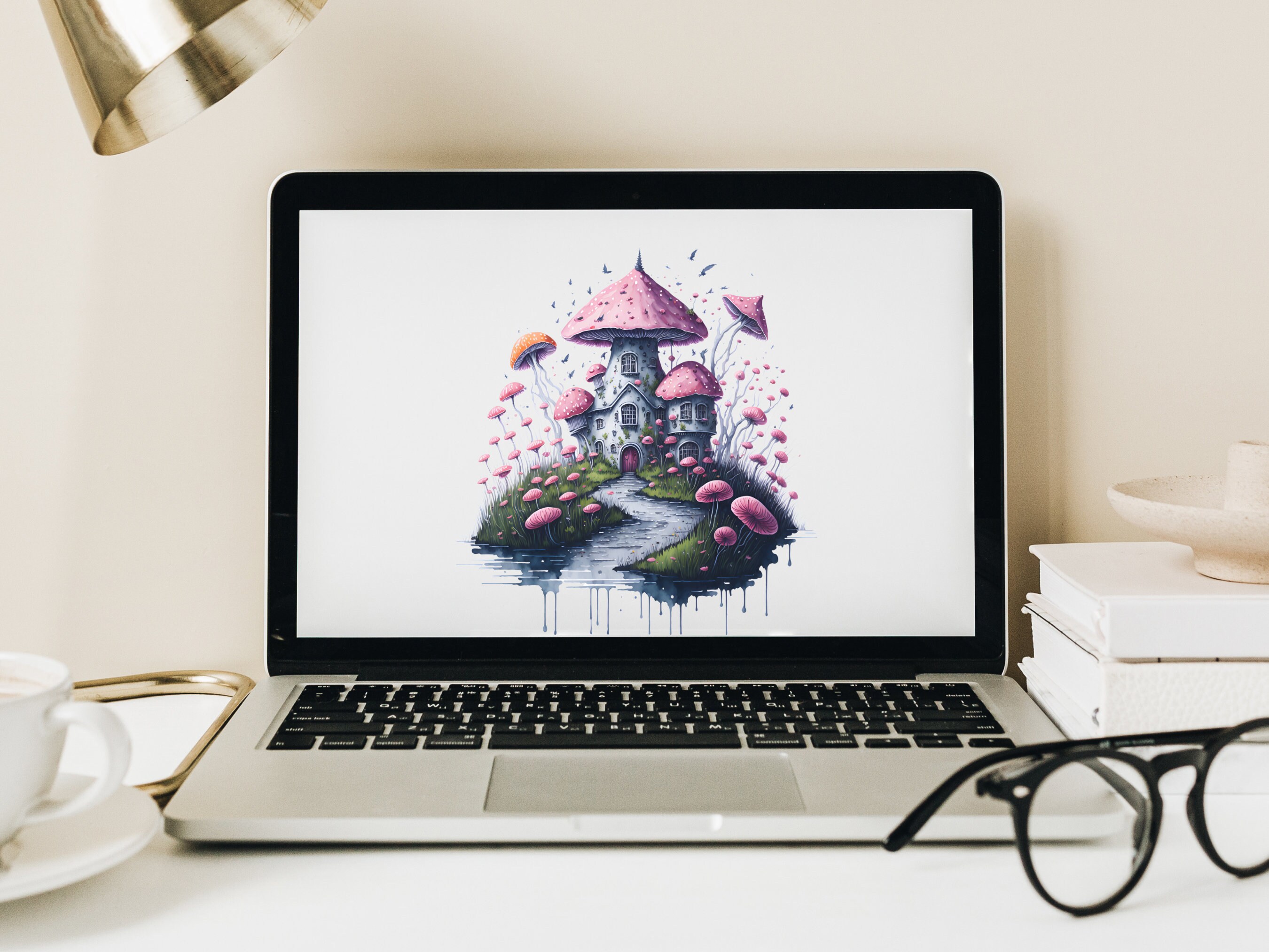 Fairy Mushroom House Clipart Watercolor Rose PNG Transparent ...