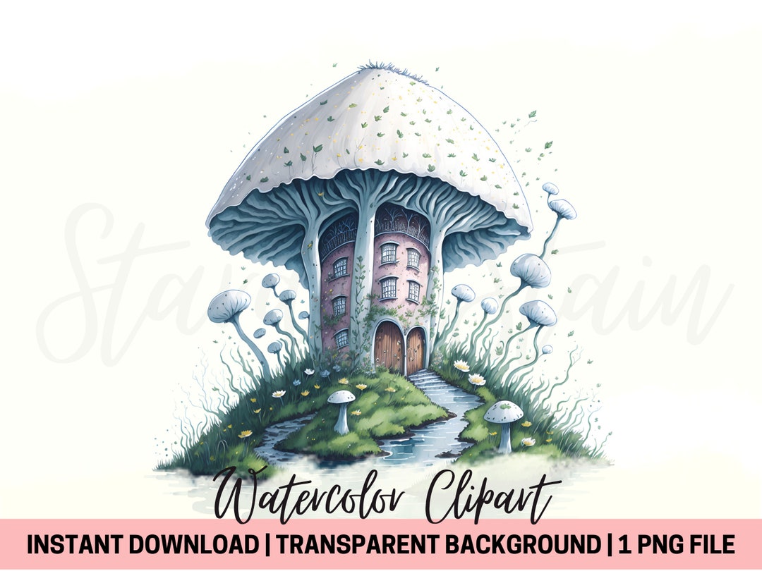 Fairy Mushroom House Clipart Watercolor Jasmine PNG Transparent ...