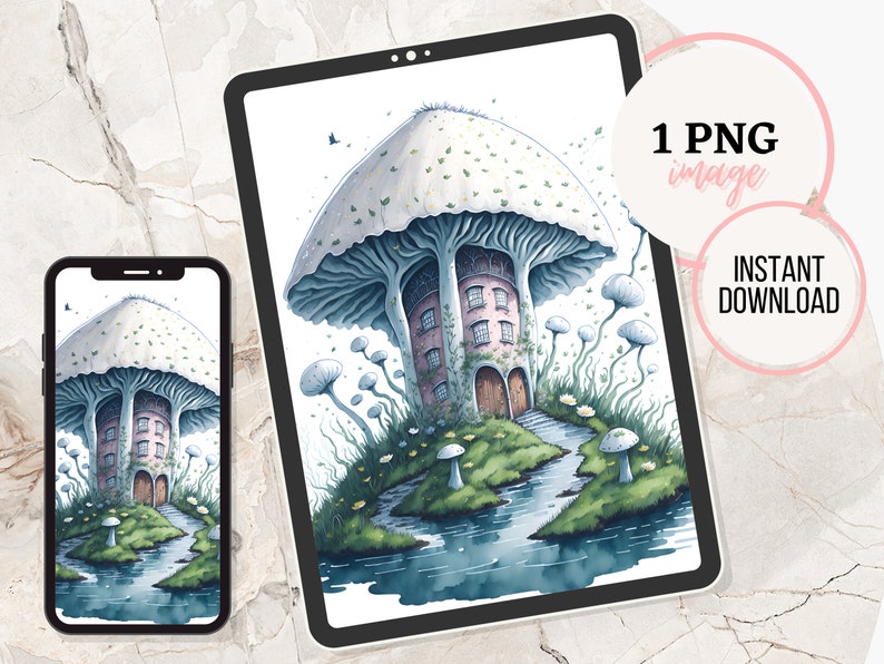 Fairy Mushroom House Clipart Watercolor Jasmine PNG - Etsy