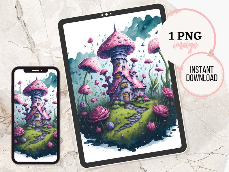 Fairy Mushroom House Clipart Watercolor Peony Flower PNG Transparent ...
