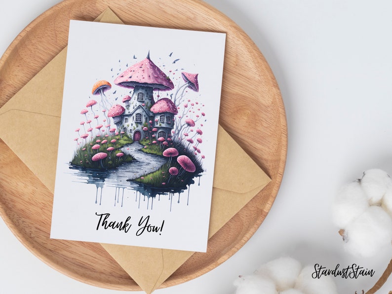 Fairy Mushroom House Clipart Watercolor Rose PNG Transparent - Etsy