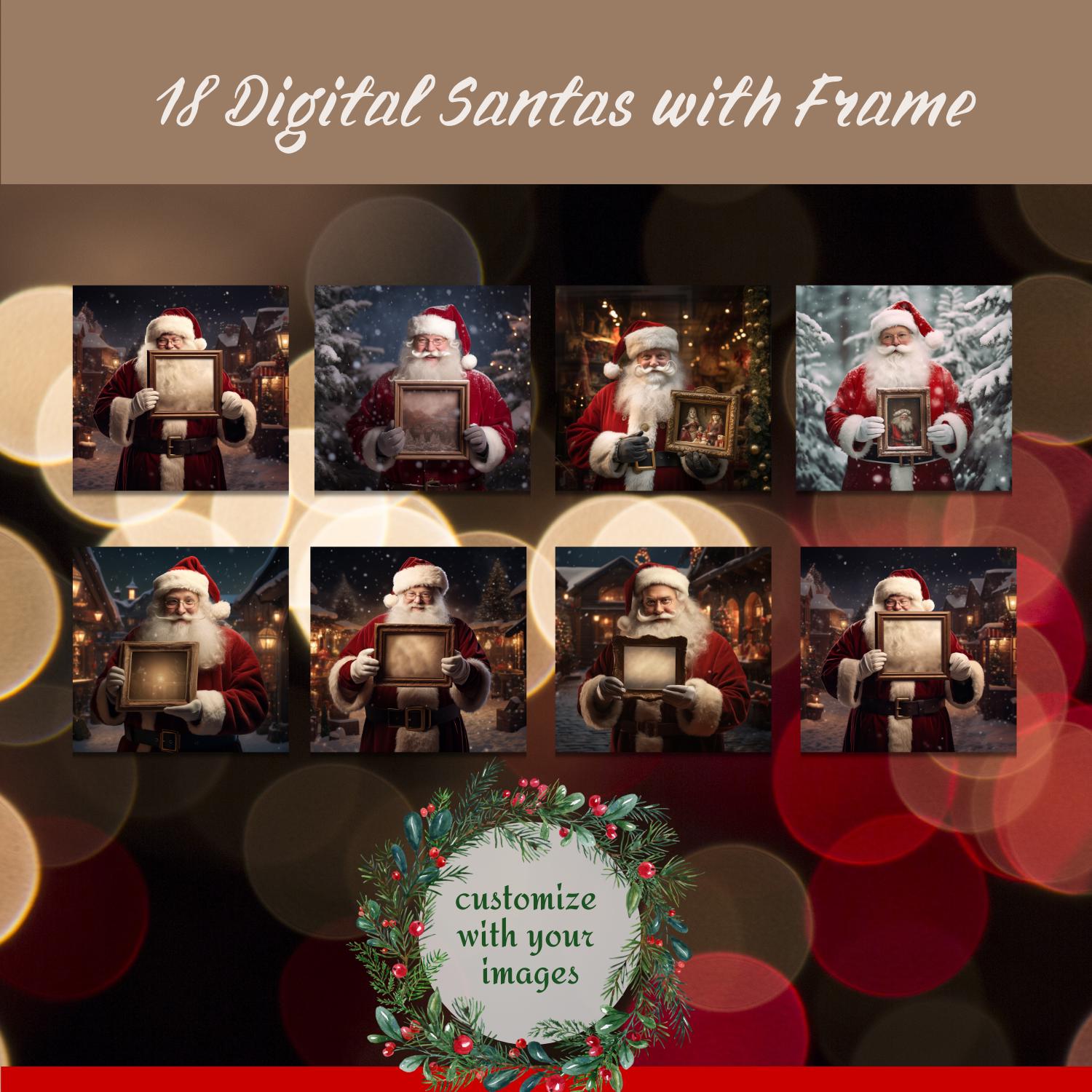 Santa holding Picture Frame Digital Backdrop/Santa Digital/Santa Claus Picture Frame/Santa Picture Frame Digital/Santa Photo Frame Digital
