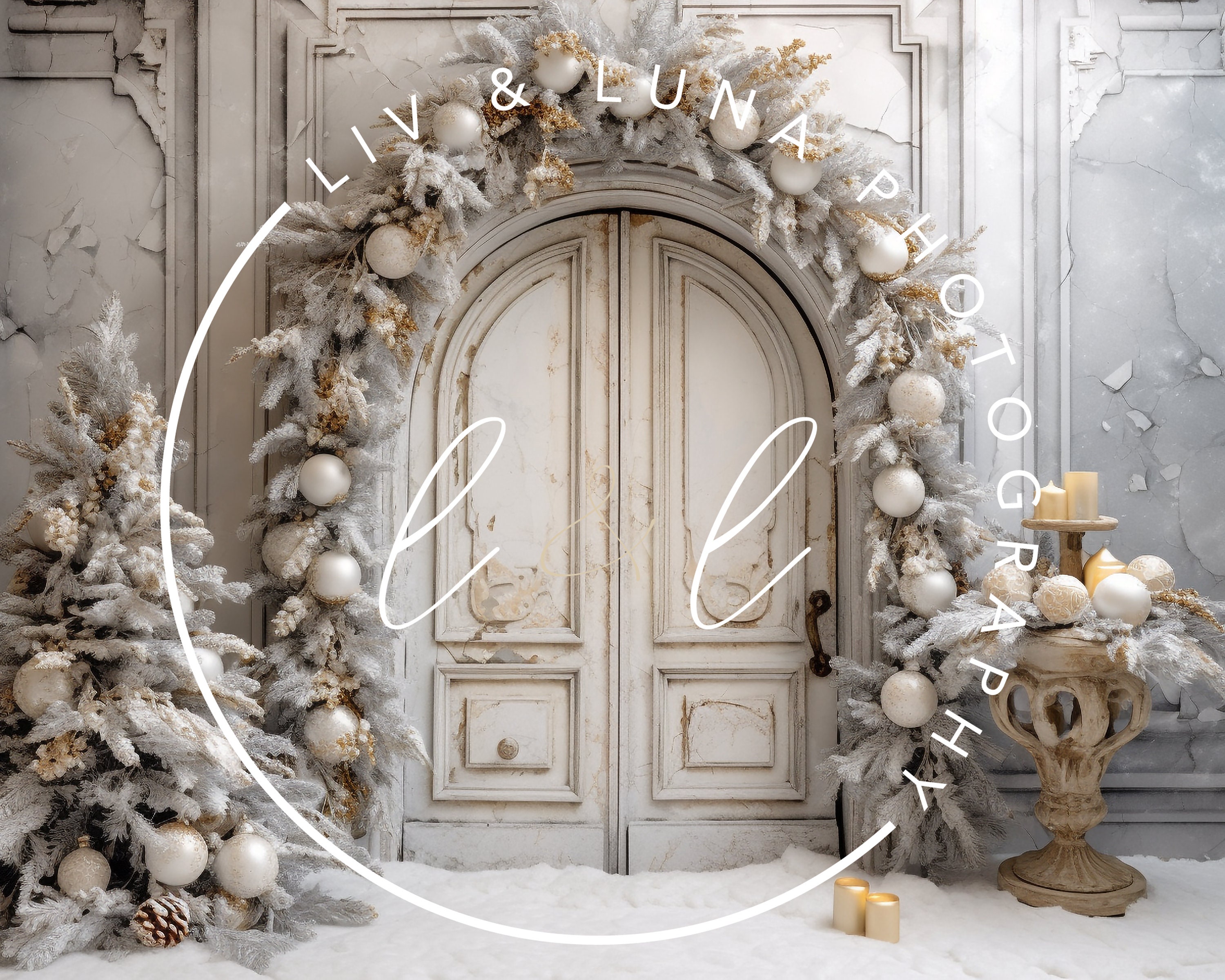 Rustic White Christmas Digital Backdrops - Etsy