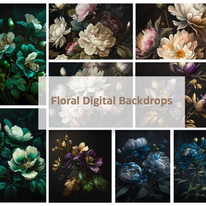 Oil Painted Floral Digital Backdrops, Floral Digital Backdrop, Oil Paint Digital Backdrop, Fine Art Digital Backdrop