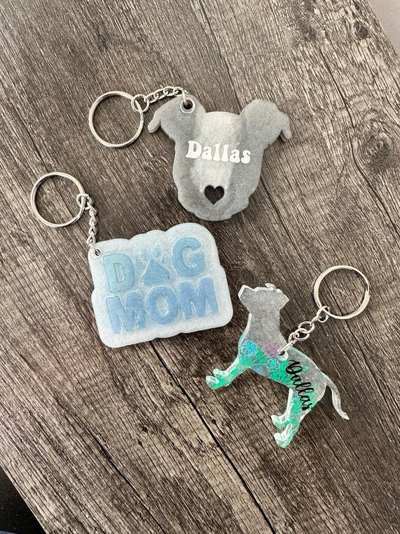 Pitbull and Dog Mom Keychain