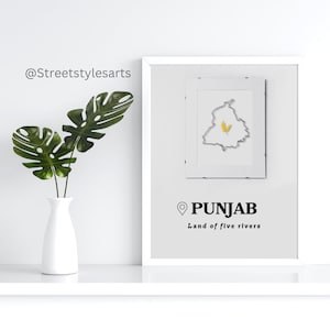 Punjab ( The Land of five Rivers ) | Beautiful Vintage Poster | Wall Art