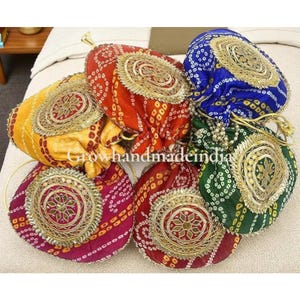 Wholesale Gota Patti Potli Bags – Indian Bandhej Wedding Return Gift Pouch for Women