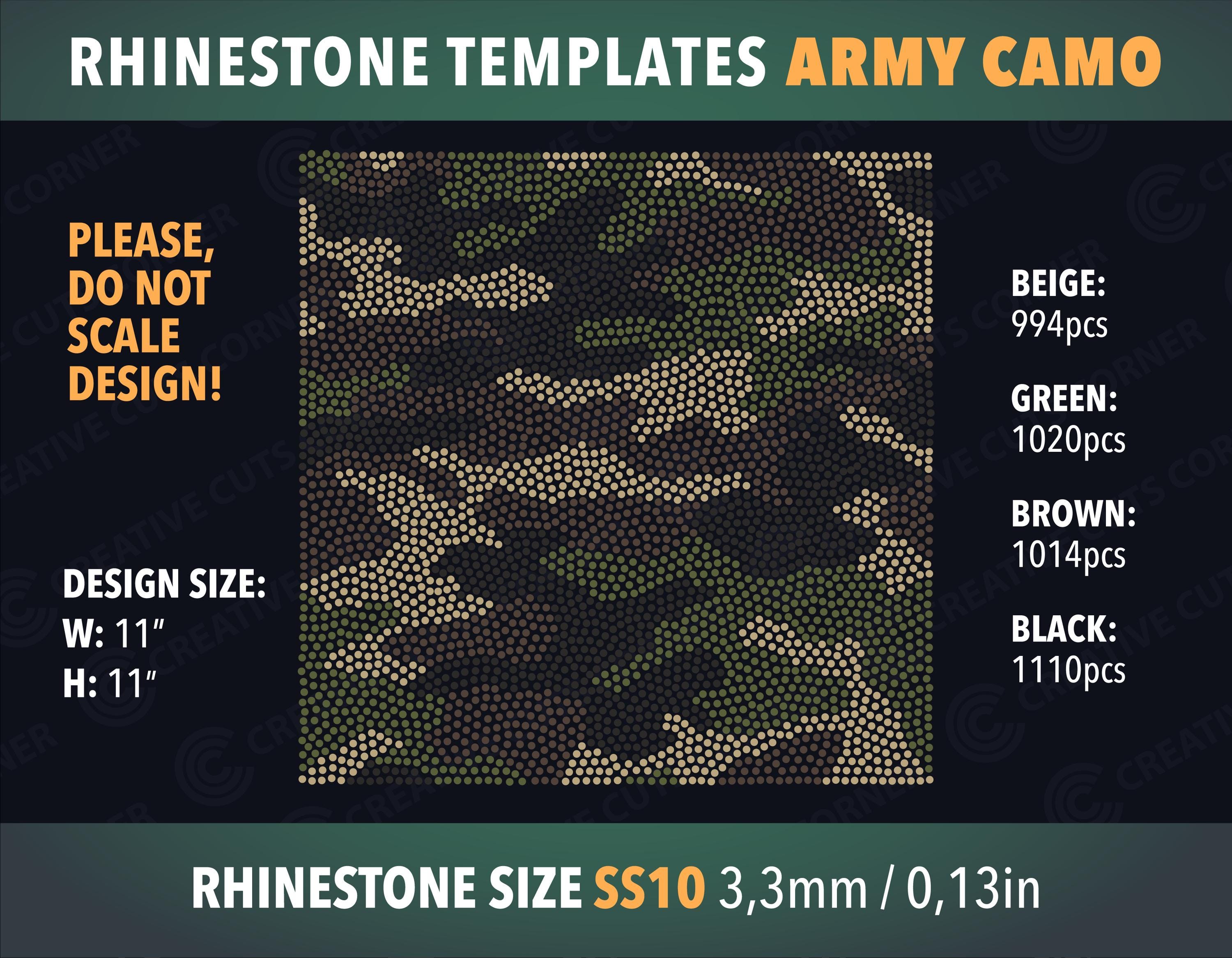 Military Rhinestone Logo Army Camo Rhinestone Design Svg File Rhinestone Ss10 File for Cricut ...