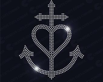 Rhinestone Template ss10 Christian Faith Anchor Design Rhinestone Svg File For Cricut Rhinestone Design Instant Download Rhinestone Applique
