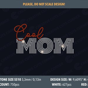 Rhinestone Template ss10 Cool Mom Design Rhinestone Svg File For Cricut Rhinestone Design Instant Download Rhinestone Applique Svg Cut File