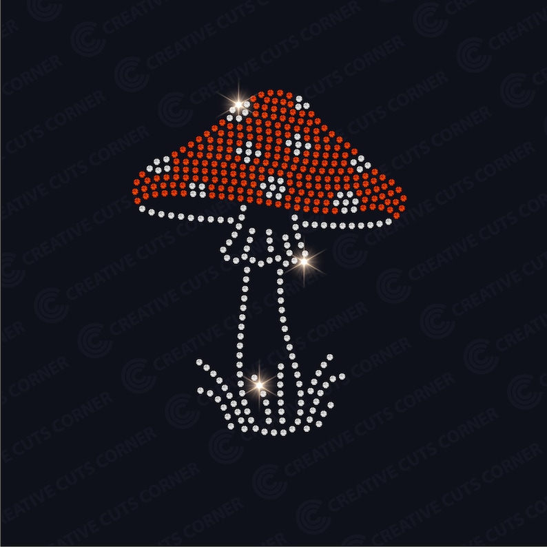 Mushroom Rhinestone Template Svg Design Rhinestone Shirt Template File ...
