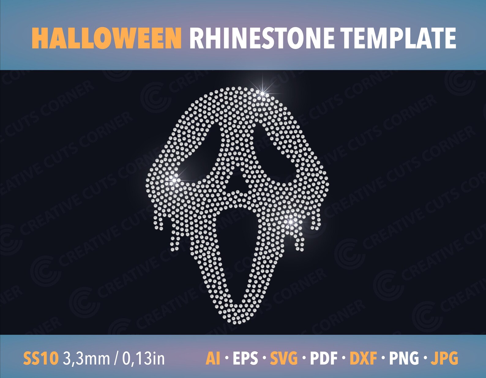 Halloween Rhinestone Template Ss10 Svg Digital File Horror Rhinestone ...