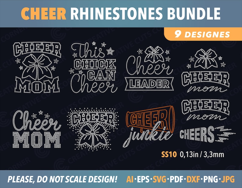 Cheer Bundle Rhinestone Template Svg Ss10 SVG Cheerleader Template ...