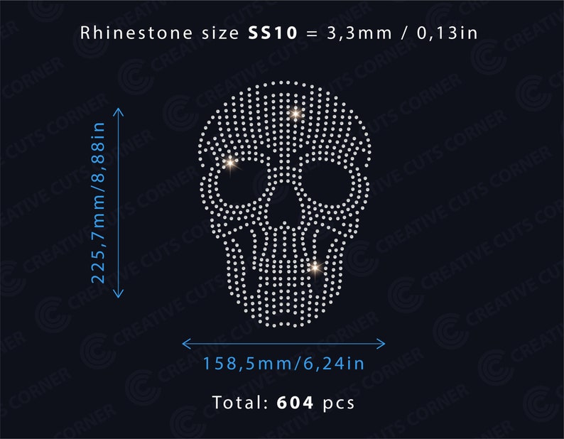 Rhinestone Template Skull Svg File for Cricut Rhinestone Template Ss10 ...