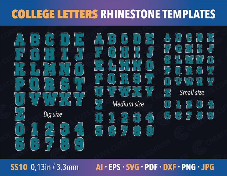 College Letters Rhinestone Template Svg File for Cricut Design ...
