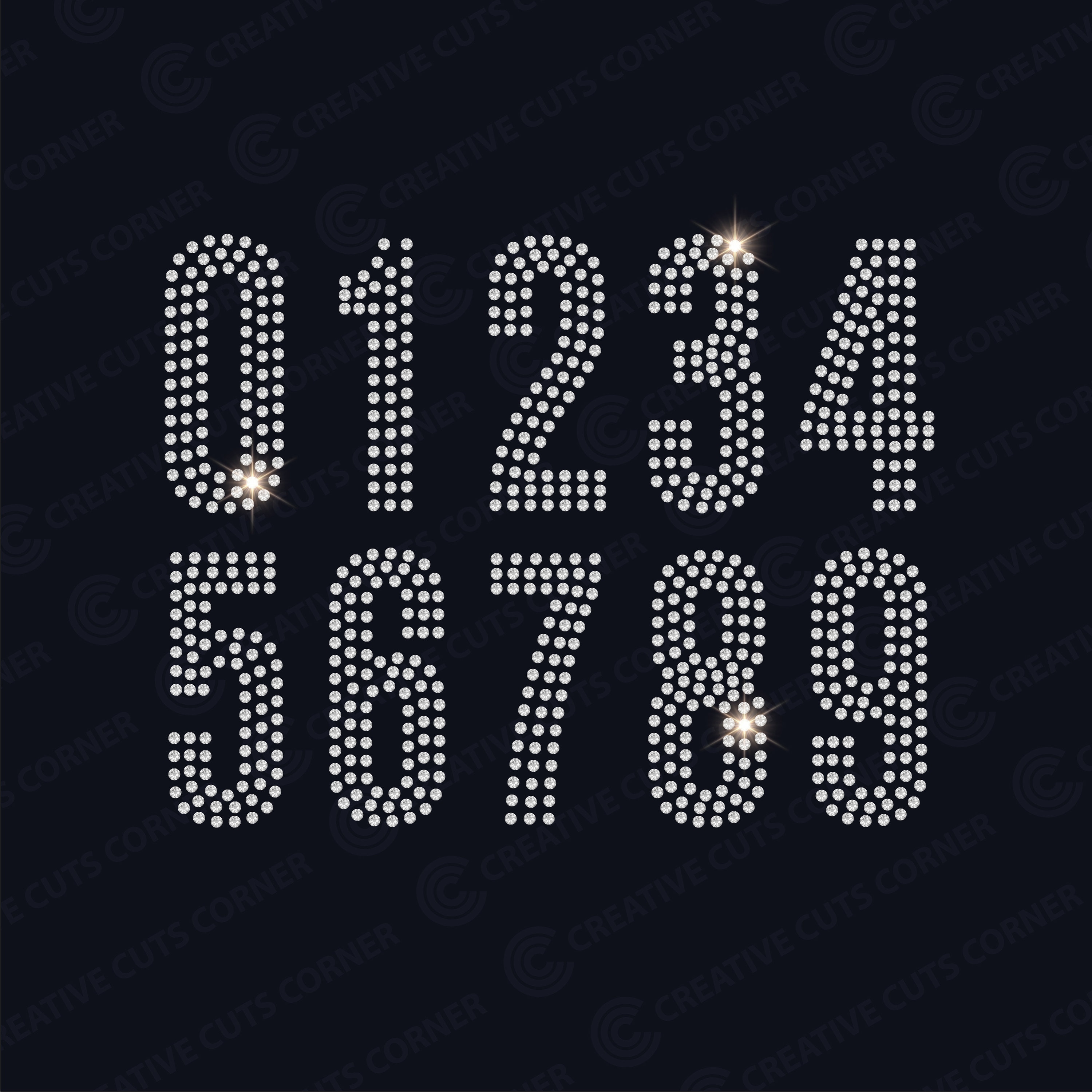 Rhinestone Digits Svg Files for Cricut Hotfix Rhinestone Shirt Template ...