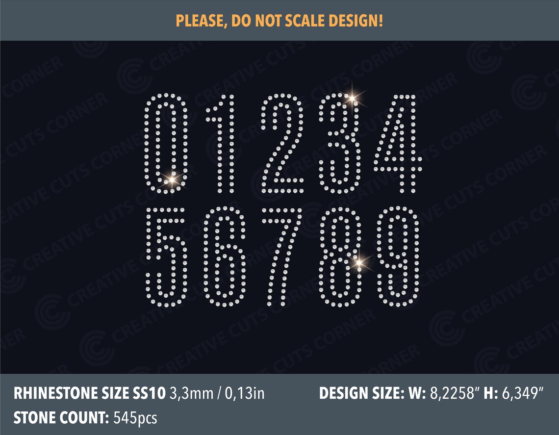 Ss10 Layout Digits Rhinestone Number Svg for Cricut Instant Download Svg Rhinestone ...