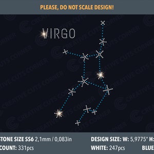 Virgo Rhinestone Template Svg File For Cricut Zodiac sign Rhinestone Decal Design for T-shirt Svg Hotfix Rhinestone Template Cricut Svg