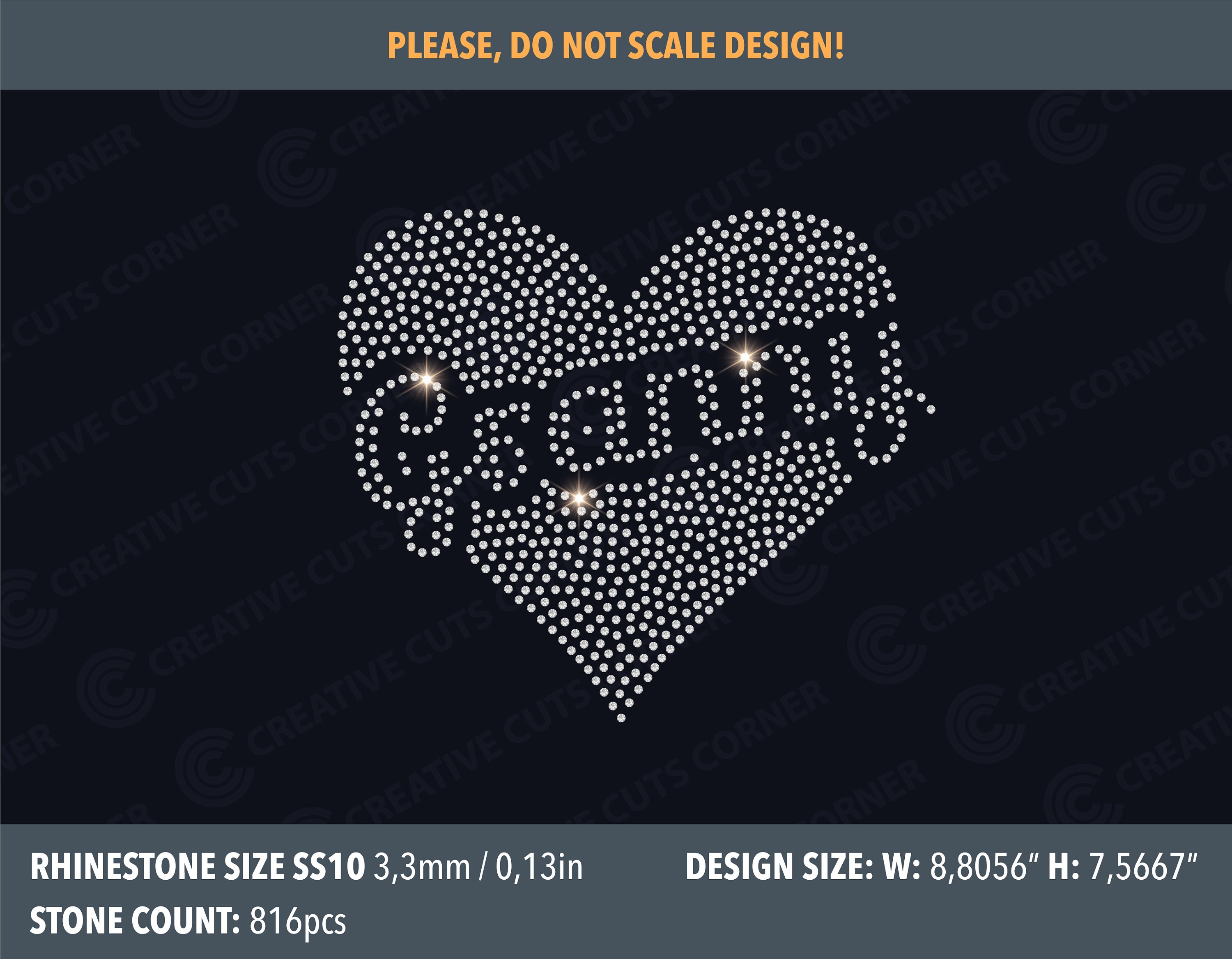 Heart Granny Rhinestone Design Svg File Rhinestone Ss10 File for Cricut ...