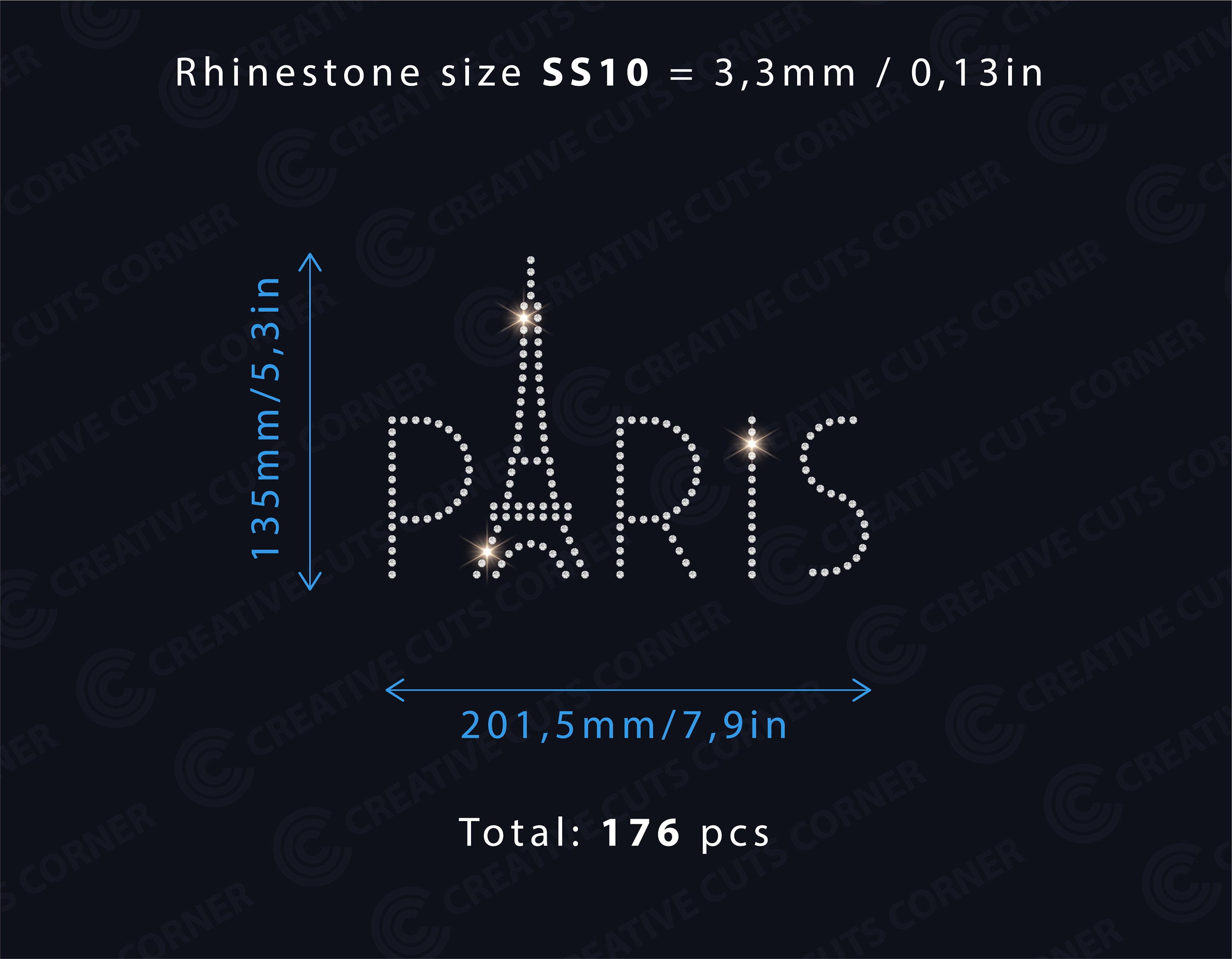 Rhinestone Transfer Svg File Paris Rhinestone Template Svg Cut File for ...