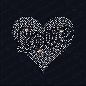 Rhinestone Template ss10 Love word Design Rhinestone Sign Svg File For Cricut Rhinestone Design Instant Download Rhinestone Heart Svg