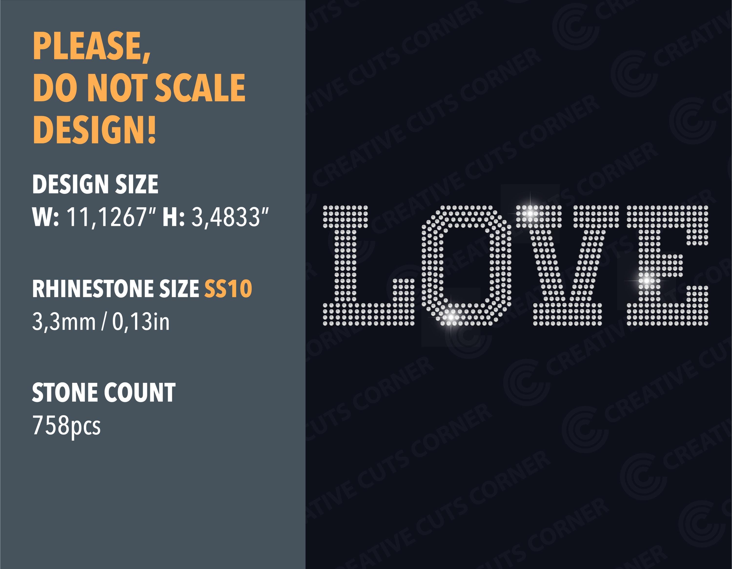 Love Word Rhinestone Template Ss10 Svg Digital File Rhinestone Sign ...