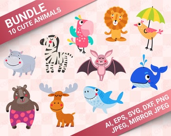 Bundle Animal Svg Bundle Cute African Animal Shirt Design Svg Cut File Kid Shirt Baby Svg Cricut Design Newborn Svg Zoo Animal T Shirt Svg
