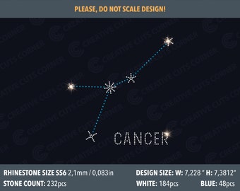 Szablon kryształu górskiego Plik Svg dla Cricut Plik do cięcia Kryształ górski Rak Ss6 Plik cyfrowy Kryształ Svg Projekt dla koszulki Svg Zodiak Svg Dxf