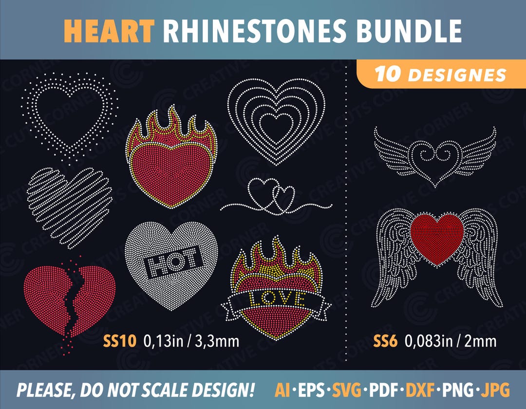 Aa Rhinestone Svg Rhinestone Heart Svg Bundle Design Hotfix Rhinestone Template Cricut ...