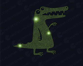 Plantilla de diamantes de imitación de cocodrilo Archivo SVG para Cricut Design Plantilla de diamantes de imitación ss6 Cricut Svg Camiseta de diamantes de imitación para niños Transferencia de diamantes de imitación Svg