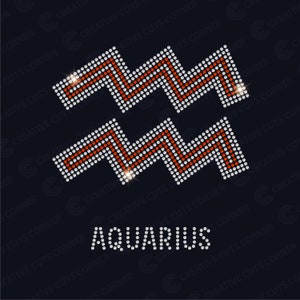 Fichier Svg modèle Verseau strass pour Cricut signe du zodiaque Design sticker strass pour T-shirt Svg Hotfix strass modèle Cricut Svg