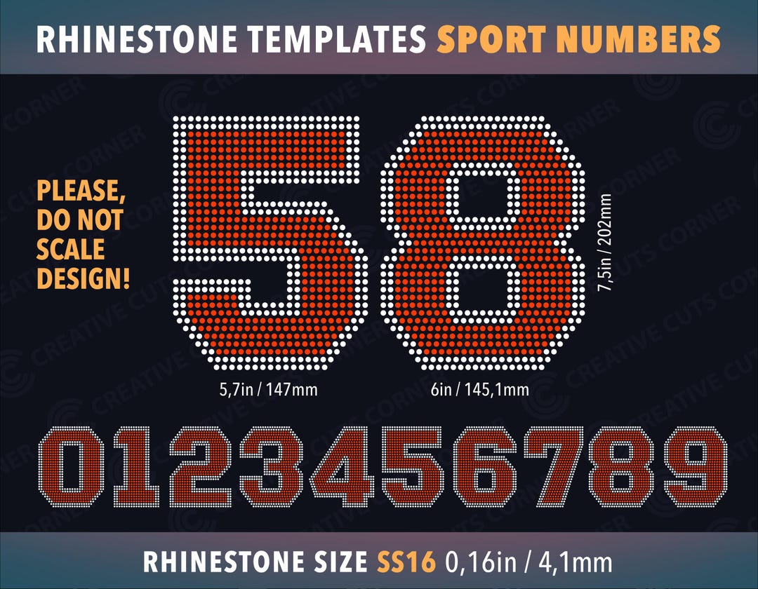 Rhinestone Sport Number Template SS16 Rhinestone College Cheer Digits ...