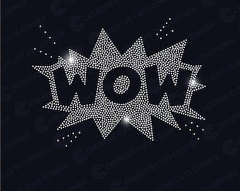 Wow, modello di strass ss6 Svg, file digitale, insegna con strass, modello di maglietta con strass, file per Cricut Svg, download, decalcomania con strass
